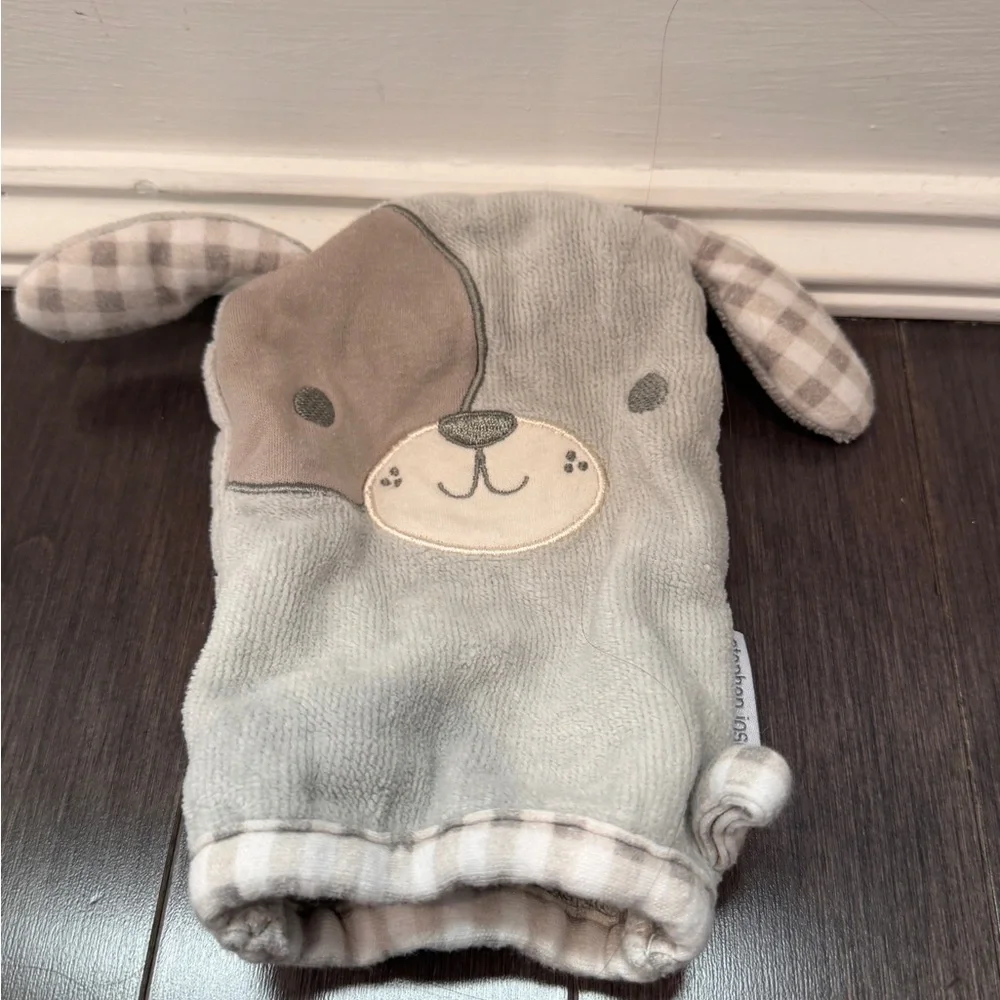 NWOT Stephen Joseph Gray and Brown Puppy Bath Mitt Baby Kids Toddler
